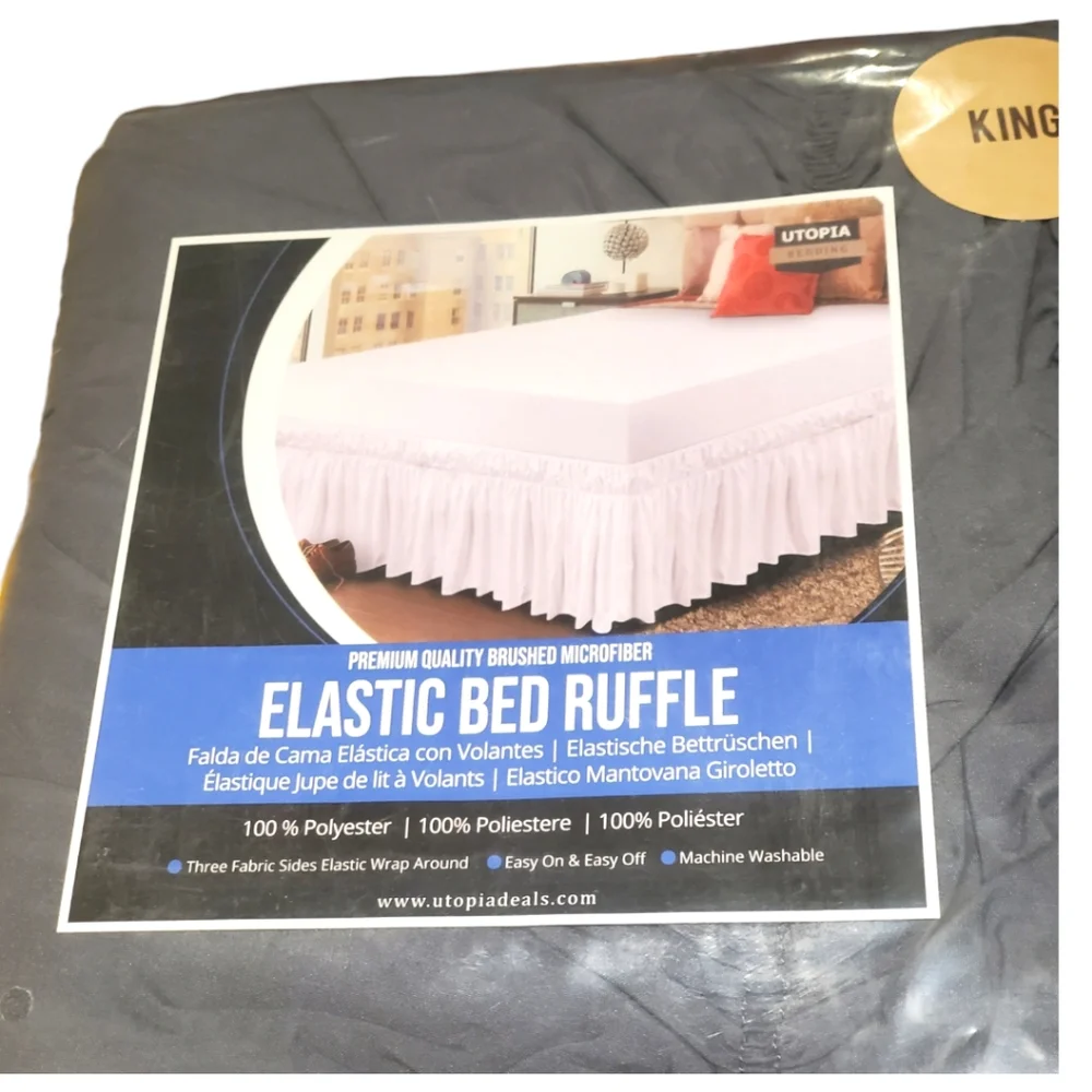 King Size EASY Gray bed Skirt ,NEW!